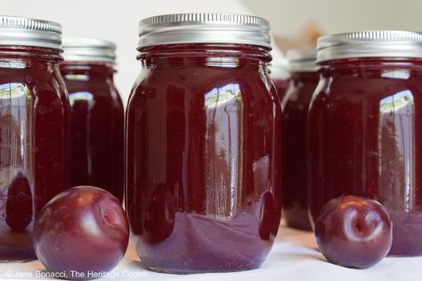 Homemade Plum Jam (GF) • The Heritage Cook ® Homemade Jams, Preserving Foods, Recipes For Summer, Food Dehydrator, Plum Jam, Cooking Advice, Jam And Jelly, Homemade Jam, Meal Suggestions