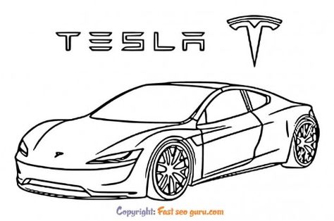 Tesla Coloring Pages, Picture To Color, Kids Electric Car, Nail Decals Designs, Baby Food Chart, Car Picture, Free Kids Coloring Pages, Pages To Color, Food Chart