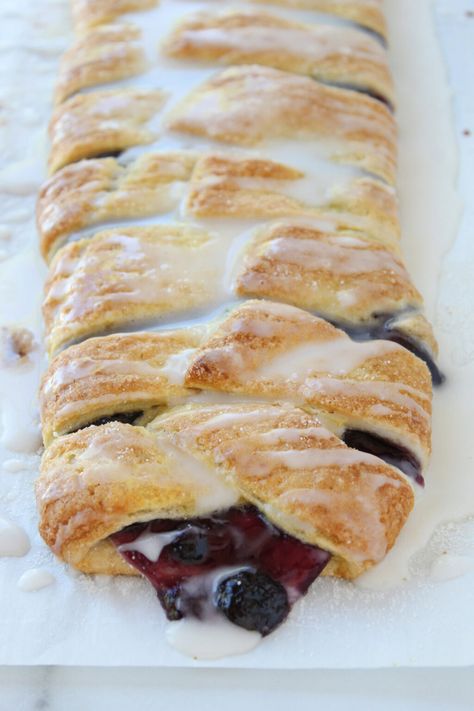 Easy Blueberry Cream Cheese Strudel | Baking You Happier Blueberry Cream Cheese Pastry, Cream Cheese Strudel Recipes, Blueberry Cream Cheese Crescent Rolls, Cream Cheese Strudel, Cheese Strudel Recipe, Blueberry Cheese Danish, Blueberry Strudel, Blueberry Zucchini Cake, Cheese Stromboli