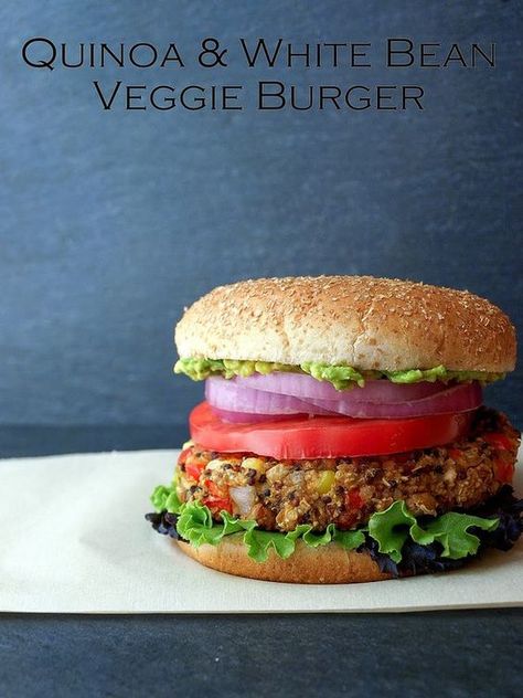 White Bean Burger, Vegan Grill, Veggie Burgers Recipe, Bean Burger, Vegan Burgers, Vegan Sandwich, White Bean, Veggie Burger, Vegan Foods