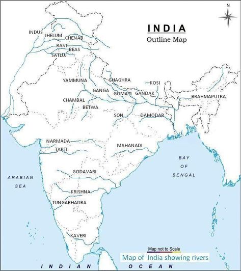 India Map With States, Indian River Map, India World Map, Geography Revision, Map Of India, River Map, Ias Study Material, Gcse Geography, American History Lessons