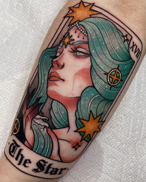 Cam Manchester (@hipsterraccoon) • Instagram photos and videos Tarot Tattoo, Tarot Card Tattoo, Magic Tattoo, Card Tattoo, Trust You, Neo Traditional, Mom Tattoos, Star Tattoos, Tattoo Inspo