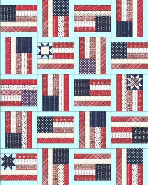 Flying Flags Quilt Tutorial, American Flag Quilt Block, Flag Quilts American Pattern, American Flag Quilt Pattern Free, Americana Quilt Patterns, Flag Quilt Pattern Free, Flag Quilts, Americana Quilts, Seasonal Quilts