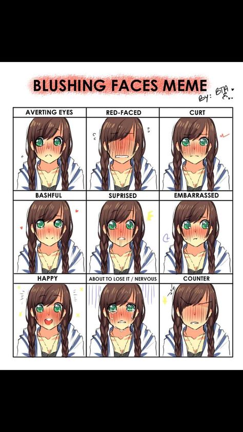 Anime blushing chart. Neat! Blush Chart Anime, Try To Make Me Blush, Expression Chart Reference Blush, Blush Levels Drawing, Anime Blushing Face, Anime Blush, Anime Blushing, Blushing Face Reference, Flirty Face Expression Drawing