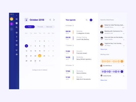 Agenda: Calendar by Vladimir Gruev for heartbeat on Dribbble Agenda Design, Web Dashboard, Ui Design Dashboard, App Inspiration, Ux Inspiration, Ui Design Website, Dashboard Ui, Desktop Calendar, App Interface