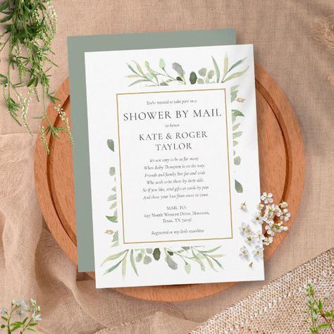 Shower By Mail Long Distance Sprinkle Greenery Invitation Shower By Mail Invitation, Shower By Mail, Virtual Baby Shower Invitation, Greenery Invitation, Baby Sprinkle Invitations, Sprinkle Invitations, Elegant Baby Shower, Virtual Baby Shower, Couple Shower