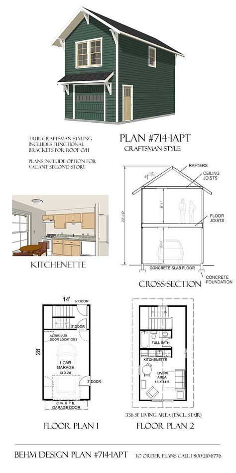 Two Story Garage, Garage Apartment Floor Plans, Garage Plans With Loft, Garage Apartment Plan, Plan Garage, Apartment Plan, Carriage House Plans, Garage Loft, Garage Apartment Plans