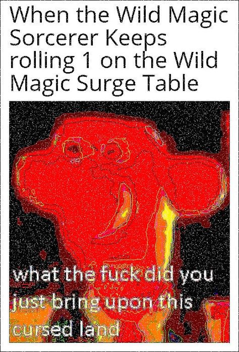 Wild Mage Dnd, Wild Magic Sorcerer, Magic Sorcerer, Wild Magic, Dnd Memes, Dnd Funny, Dungeons Dragons, Dungeons And Dragons Characters, Ha Ha