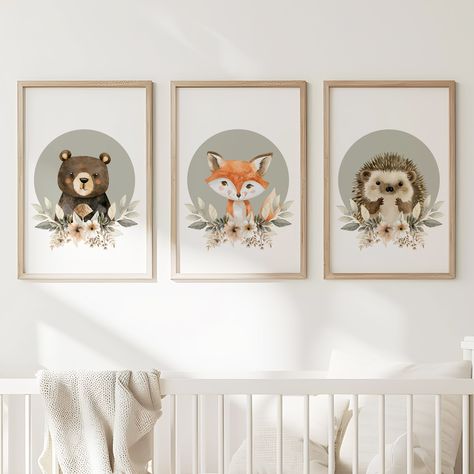 🐻🦊🌿 Say hello to the cutest woodland trio! 🦝 Bring nature indoors with this delightful poster set featuring a playful raccoon, a gentle bear, and a curious fox. Perfect for creating a cozy, nature-inspired nursery or playroom. These soft earthy tones and adorable animals will capture your little one’s imagination and bring warmth to any room! 🖼️ Available now: [Link in bio] 💸 Starting at $20+ 🎁 A thoughtful gift for nature-loving families and a perfect nursery addition! #nurserydecor #kidsr... Woodland Girl Nursery, Nature Inspired Nursery, Cozy Nature, Woodland Animals Nursery, Woodland Nursery Girl, Forest Animal Nursery, Perfect Nursery, Girl Woodland, Nursery Girl