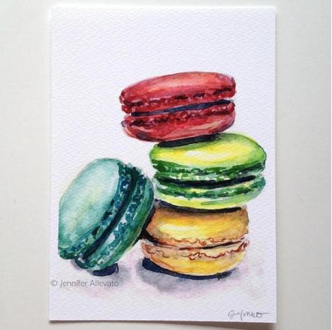 Macaron art print macaroons colorful kitchen by jenniferallevato, $18.00 Macaron Painting, Watercolor Food, Food Painting, Painting Kitchen, Art Watercolor Painting, Illustration Food, Gcse Art, Food Drawing, Watercolor Inspiration