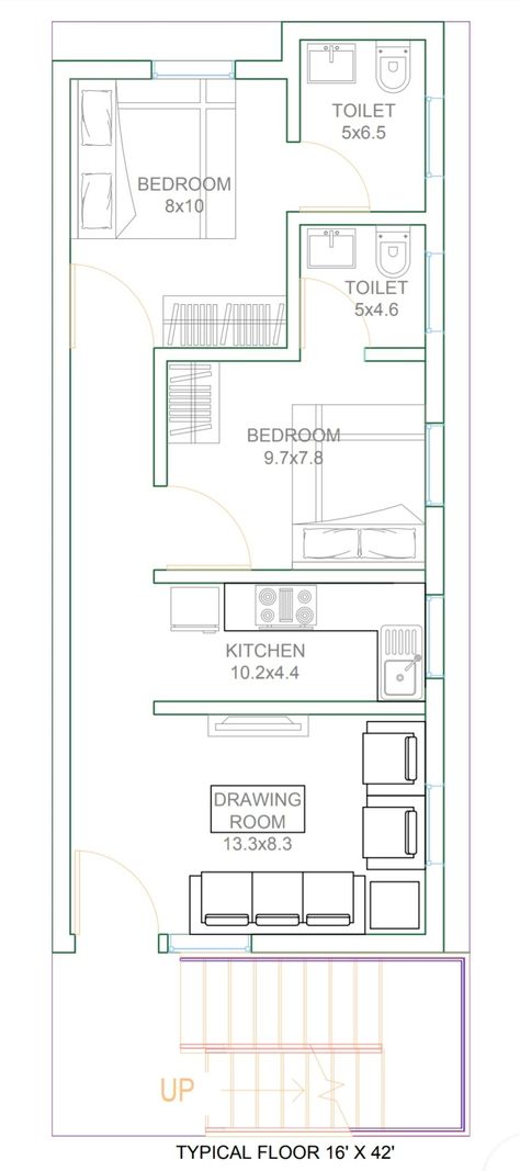 16 X 50 House Plans, 16×40 House Plan, 16×50 House Plan, 16 X 40 Floor Plans Layout, 30x50 House Plans, Architecture Symbols, North Facing House, 20x40 House Plans, Hotel Design Architecture