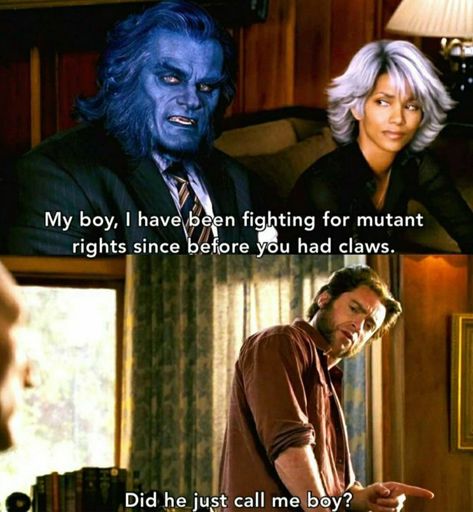 Wolverine Funny, Beast Xmen, Prodigal Daughter, X Men Funny, Movie Bloopers, Wolverine Hugh Jackman, Marvel Xmen, Funny Marvel Memes, Marvel Quotes