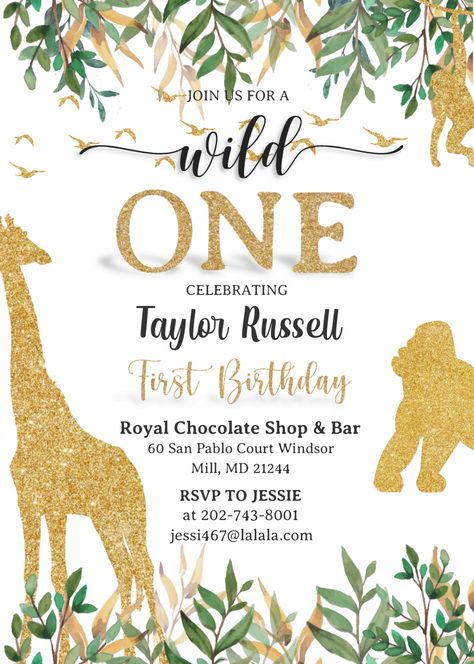 Wild One Birthday Invitation Templates – Editable With MS Word | FREE Printable Baby Shower Invitations Templates One Birthday Invitations, Safari Theme Birthday Party, Jungle Birthday Invitations, Safari Invitations, Free Printable Baby Shower Invitations, Jungle Safari Birthday, Wild One Birthday Invitations, Baby Birthday Invitations, Safari Theme Birthday