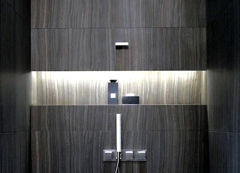 25 Beautiful Shower Niches For Your Beautiful Bath Products ➤ http://CARLAASTON.com/designed/25-beautiful-shower-niches Long Shower Niche, Shower Cubbies, Bathroom Niche Design, Shower Cubby, Carla Aston, Shampoo Niche, Tile Shower Niche, Bathroom Niche, Bathroom Shower Walls