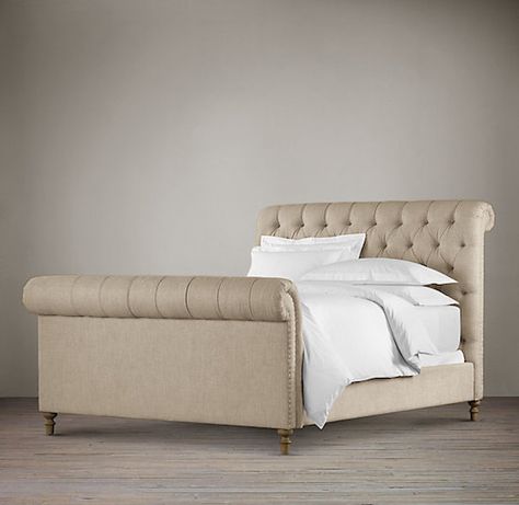 Bed - Look 4 Less and Steals and Deals. Fabric Sleigh Bed, Bed With Footboard, Upholstered Sleigh Bed, Ralph Lauren Bedding, Ideas For Bedrooms, Modern Patio Furniture, Sleigh Bed, White Linen Bedding, Bedding Sets Online