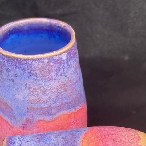 Coyote Clay & Color on Instagram: "Oh my overlaps!  These lovely cups have been layered with Unicorn Horn, Enchanted Sunset, Fairy Rose, and Azure Dream, all new colors from the Fantasy Series glazes! 
#coyoteclayandcolor #coyoteglaze #coyoteglazes #cone6 #cone6glaze #oxidation #cone6electric #electricglaze #glazing #overlap #fantasyseries #eastercolors #sunset #newcolors #pottery #ceramics #potteryglaze #ceramicglaze #glazes #testing" Apricot Glaze, Fairy Rose, Clay Color, Pottery Glazes, Unicorn Horn, Pottery Ceramics, Easter Colors, Fantasy Series, Clay Ideas