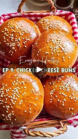 1M views · 2.9K reactions | HERE’S HOW TO MAKE IT ⤵️  Everyday Healthy Episode 9 - Chicken Cheese Buns 🍔  Dough 2 cups flour 1½ tsp instant yeast 1 egg ½ tsp salt 1 tbsp caster sugar 1 tbsp yogurt 1½ tbsp oil lukewarm water as required  • Mix all the ingredients and make a medium soft dough • Cover with cling wrap and let it proof for 1 to 2 hours in a dark, warm place till doubled in volume • Then divide the dough in 6 to 7 balls and set aside covered with a damp cloth  Chicken Fajita Filling 300 g chicken cubes 1 tsp kashmiri red chilli powder  ½ tsp paprika  ¾ tsp cumin pwd ½ tsp onion pwd 1 tsp garlic pwd 1 tsp salt ½ tsp coriander pwd ¾ tsp sugar ½ tbsp cornflour  1 small onion sliced 1 small capsicum julienne  Handful frozen corn 1½ cups mozzarella cheese   • In a pan add olive oil Cheese Bread Rolls, Cookie Pudding Dessert, Chicken Cubes, Chicken Buns, Cheese Buns, Baked Recipes, Cheese Puff, Indian Appetizers, Red Chilli Powder