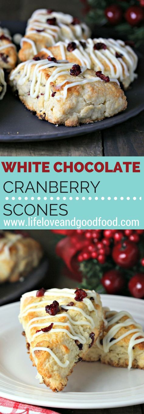 White Chocolate Cranberry Scones | Life, Love, and Good Food @ImmaculateBakes Muffins Cranberry, Summer Apps, Pretty Sweets, Xmas Goodies, Cranberry White Chocolate, Christmas Eats, Scone Recipes, Fresh Cranberry, Cranberry Scones