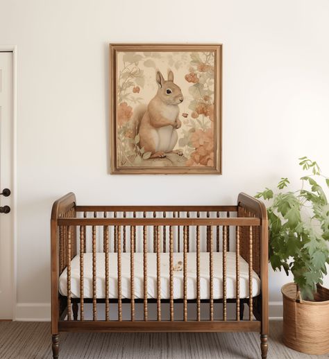 Baseball Nursery Art, Baseball Nursery Theme, Baseball Nursery Decor, Neutral Cottagecore, Cottagecore Nursery, Antique Nursery, Cottagecore Wall Art, Bunny Nursery Art, Spanish Girl