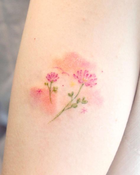 Beautiful cloud tattoo design Pastel Cloud Tattoo, Pink Watercolor Tattoo, Bending Tattoos, Cloud Tattoo Ideas, Tattoo Ideas For Female, Cloud Tattoo Design, Rain Tattoo, Sky Tattoos, Wispy Clouds