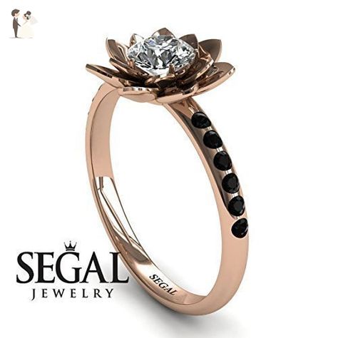 14k Rose Gold Engagement Ring - Flower Ring Rose gold Engagement Ring - Lotus - Wedding and engagement rings (*Amazon Partner-Link) Lotus Flower Diamond Ring, Lotus Flower Engagement Ring, Lotus Engagement Ring, Flower Diamond Engagement Ring, Gold Lotus Flower, Flower Diamond Ring, Flower Engagement, Vintage Engagement Rings Sapphire, Gold Lotus