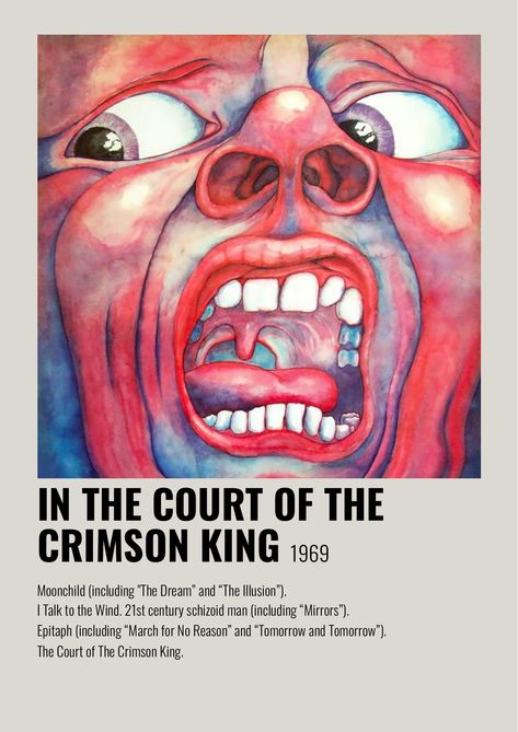 King Crimson Poster, Court Of The Crimson King, 21st Century Schizoid Man, The Crimson King, Vinyl Wishlist, Crimson King, Polaroid Album, Music Corner, Album Posters