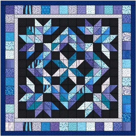 PRICES MAY VARY. Easy Quilt Kit Midnight Reflection Benartex/MDG Dye Cut to precision 69" X 69" Pre Cut Quilt Kit Midnight Reflection Quilt Kit. This is a Pre Cut quilt kit, that includes Benartex Pearl Reflections pre cut Fabric squares, precut strips and trim. Beautiful contrast and value, and quilting quality fabric. Bring a little beauty into any room. 69" X 69" Beauty Rest Pinsonic Microlight Heated Quilt, Fabric Quilting Pattern, Blue Quilt Patterns, Charm Pack Quilt, Layer Cake Quilts, Quilt Stores, Scrappy Quilt, Quilts Ideas, Diy Quilt