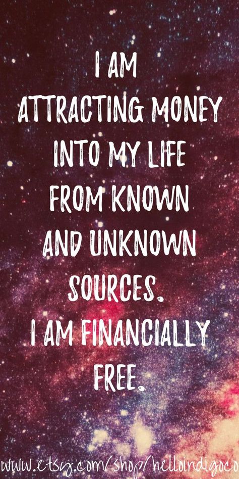 Attracting money into my life from known and unknown sources. I am financially free. I Am Financially Free, Quotes Dream, Prosperity Affirmations, Financially Free, Law Of Attraction Money, Attraction Quotes, Abundance Affirmations, Wealth Affirmations, Manifestation Law Of Attraction