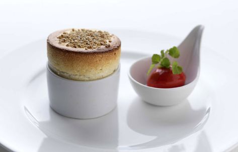 Cranachan soufflé (whipped cream, whisky, honey & fresh raspberries with toasted oatmeal) by Adam Stokes Best Souffle Recipe, Whisky Honey, Award Winning Recipes, Toasted Oatmeal, Scottish Desserts, Souffle Recipe, Winning Recipes, Souffle Recipes, Great British Chefs