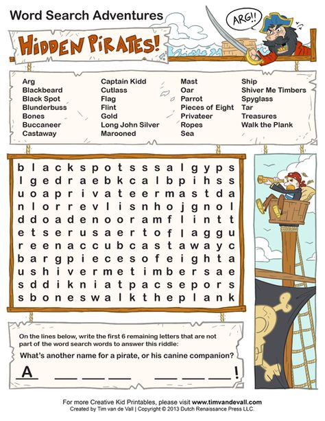 several printable word searches for kids Pirate Word Search, Pirate Vocabulary, Word Searches For Kids, Pirate Words, Pirate Unit, Free Printable Word Searches, Pirate Activities, Mystery Word, Word Search Printables