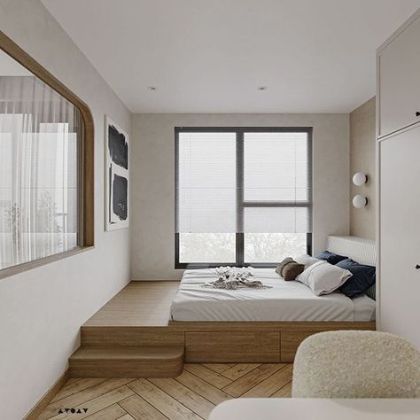 Small Bedroom Interior, Platform Bed Designs, Platform Bedroom, Japanese Bedroom, Small Room Design Bedroom, Small Apartment Interior, Japanese Interior Design, Small Room Design, Room Design Bedroom