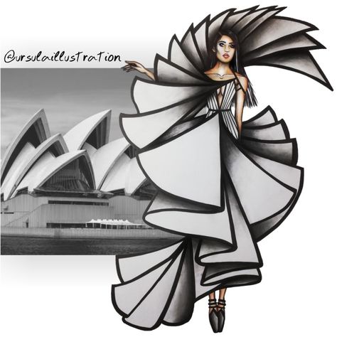 Garments Inspired By Architecture, Contour Fashion Design, Dresses Inspired By Architecture, Architecture In Fashion, Architectural Inspired Fashion, Architecture Fashion Inspiration, Fashion Inspired By Architecture, Sydney Architecture, Architecture Fashion Design