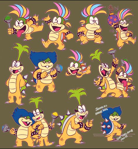 Larry Koopa Fanart, Iggy Koopa Fanart, Koopalings Fanart, Mario Koopalings, Mario Pictures, Nintendo Villains, Lemmy Koopa, Koopalings Art, The Koopalings