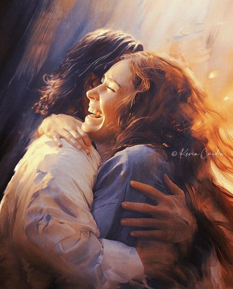 Jesus Hugging Woman Art, Jesus Hugging Me, Kevin Carden, Jesus Artwork, Pictures Of Christ, Jesus Christ Artwork, Jesus Christ Art, Prophetic Art, Bride Of Christ