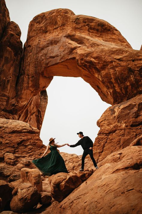 Engagement Photos in Arches National Park, Utah Utah Engagement Locations, Arches National Park Couple Photos, Moab Engagement Photos, Sedona Engagement Photos, Utah Engagement Pictures, Canyon Engagement Photos, Engagement Photos Desert, Moab Elopement, Moab Wedding