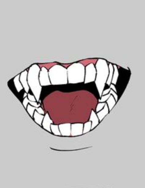 Pointy Teeth Drawing, Anime Mouth Drawing, Teeth Drawing, Anime Mouths, Monster Mouth, Smile Drawing, Teeth Art, Drawing Face Expressions, Mouth Drawing