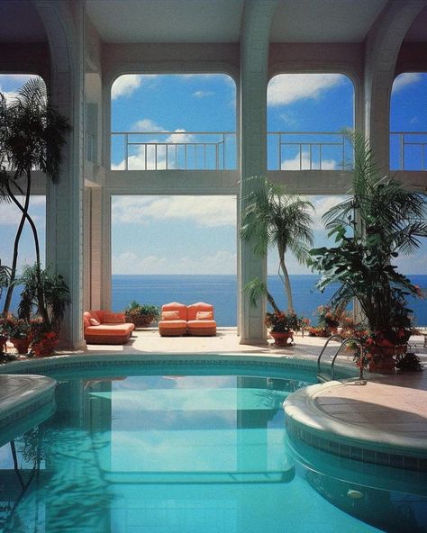 Andi Aesthetic, Retro Futurism Architecture, 80s Interior Design, 80s House, 80s Art Deco, 80s Interior, Dream Hotels, Resort Look, Pinterest Design