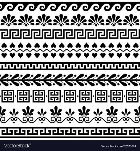 Greek Ornament, Greek Pattern, Greek Vases, Greek Design, Ancient Designs, Greek Art, Seamless Pattern Vector, Mandala Drawing, Ancient Greece