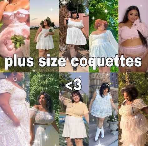 Mermaidcore Outfit Plus Size, Fairy Outfit Plus Size, Plus Coquette Outfit, Cottagecore Plus Size Outfit, Curvy Coquette Outfits, Plus Size Croquette, Plus Size Bimbocore Outfits, Plus Size Coquette Aesthetic, Feminine Outfits Plus Size