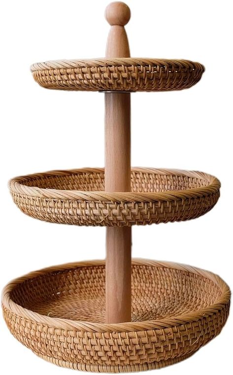 Amazon.com: LiLaCraft 3-Tier Knited Rattan Wicker Serving Standing Trays, Rustic Tiered Serving Stands for Picnics, Kitchen, Serving Stands for Food Storage, Fruit and Dessert Holder : Home & Kitchen Tiered Serving Stand, 3 Tier Stand, Dessert Holder, Serving Stand, Garden Shower, Functional Food, Storage Stand, Tiered Stand, Shelf Styling