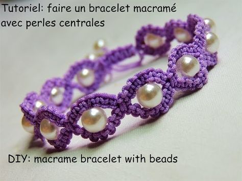 Tutoriel: bracelet macramé rond avec perles centrales (DIY macramé bracelet with beads) Crochet Bracelets, Bracelet With Beads, Macrame Bracelet Tutorial, Macrame Bracelet Diy, Bracelet Crochet, Macrame Bracelet Patterns, Makramee Diy, Crochet Beaded Bracelets, Diy Bracelets Tutorials