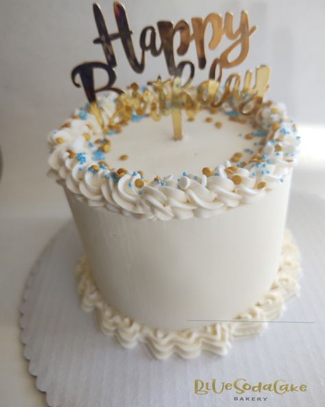 Happy Birthday Cake Gold & White Vanilla Birthday Cake For Men, White And Gold Cake For Men, White Birthday Cake For Men, Simple Birthday Cake For Men, Gluten Free Vanilla Cake Recipe, Birthday Cake Gold, Cake For Men, Gluten Free Vanilla Cake, White Birthday Cakes