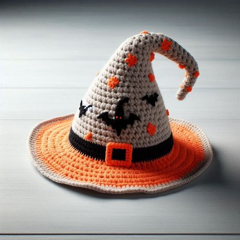 Crochet Witch Hat Pattern Free, Crochet Witch Hat Pattern, Crochet Halloween Hat, Witch Hat Pattern, A Witch Costume, Crochet Witch Hat, Crochet Halloween Patterns Free, Crochet Fall Decor, Crochet Witch