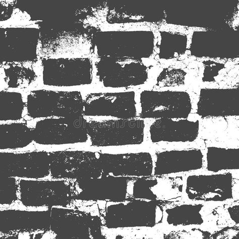 Brickwork, brick wall of an old house, black and white grunge texture, abstract background. Vector royalty free illustration White Brick Texture, House Black And White, Black And White Grunge, Brick Wall Texture, White Grunge, Brick Texture, Black Brick, Texture Abstract, Old Wall