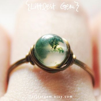 Agate Rings, Ring Wire, Moss Agate Ring, Wire Wrapped Ring, Wire Wrapped Rings, Agate Ring, Unique Ring, Boho Ring, Wrapped Jewelry