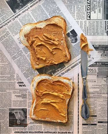 Butter Kitchen, Breakfast Butter, Paste Painting, Newspaper Painting, Gesso Painting, Art Modeling, Peanut Butter Toast, Breakfast Kitchen, Journal D'art