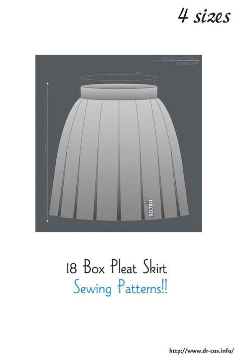 Skirt Sewing Patterns, Pleated Skirt Pattern, Japanese Sewing Patterns, Skirt Sewing, Box Pleat Skirt, Japanese Sewing, Pleat Skirt, Dress Making Patterns, Clothes Sewing