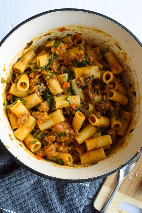 Sausage And Mushroom Pasta, Mushroom Rigatoni, Squash Sausage, Butternut Squash Sausage, Pasta With Mushrooms, Butternut Squash Pasta, Squash Pasta, How To Cook Mushrooms, Cold Dishes