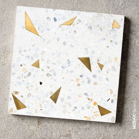 30x30 cm Terrazzo tile with recycled brass chips, from our new Marble 5+ collection.⁣ Tile thickness of 20 or 16 mm, for floors and walls… White Terrazzo Tile, Terrazo Flooring, Terrazzo Art, Modern Terrazzo, Blue Bathroom Tile, New House Bathroom, Terrazzo Tile, Beach House Kitchens, Terrazzo Tiles