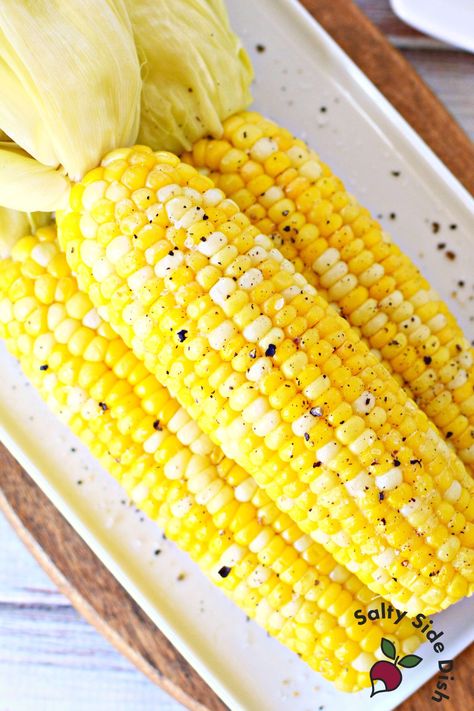 Corn On The Cob Microwave, Microwave Corn On The Cob, Corn Appetizers, Red Potato Salad Recipe, Microwave Corn, Dip Recipes Crockpot, Burger Sides, Dill Potato, Salty Side Dish